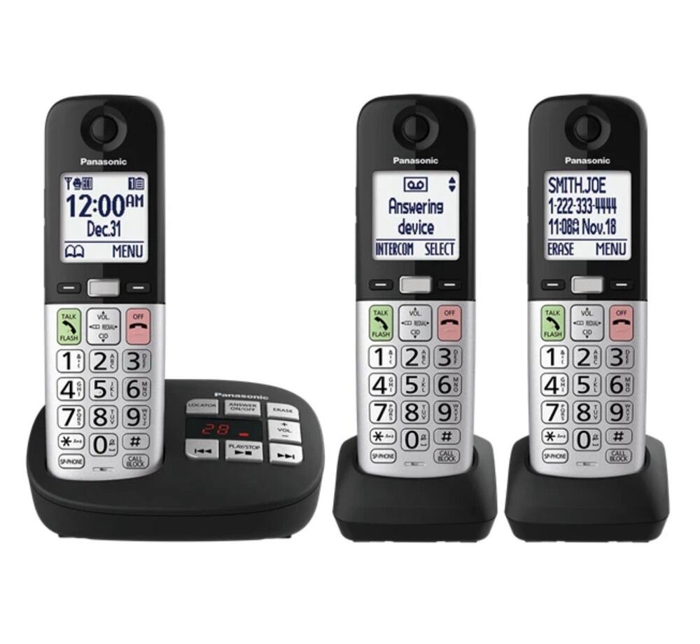 Panasonic KX-TGU433B 3 Handset Cordless Phone Large Display Call Block Black